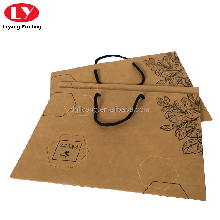 custom logo luxury brown kraft paper flower carrier bag