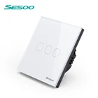 EU/UK Standard SESOO Smart home automation 3 Gang smart wireless Wall LED Light Remote Control Touch Switch