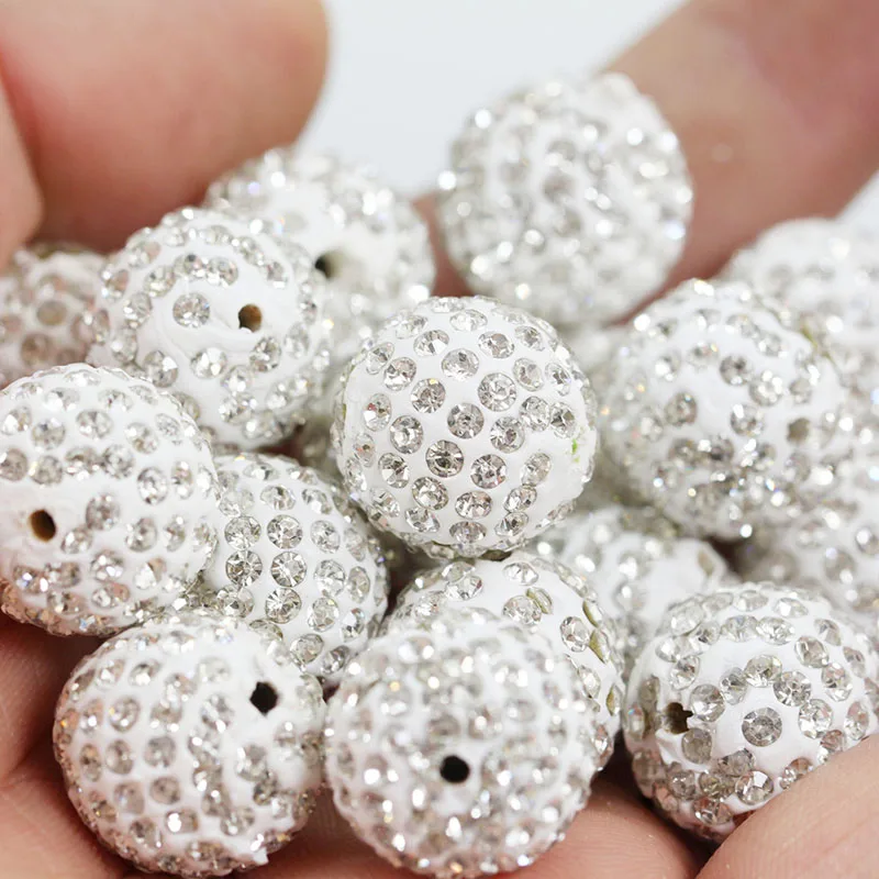 ROUND BRACELET BEADS 10MM SHAMBALLA RHINESTONE CRYSTAL CLAY PAVE DISCO BALLS