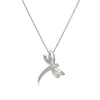 Simple Design Sterling Silver Cubic Zircon Dragonfly Pendant