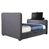 Cavill Fabric Upholstered Ottoman Bed Frame Fabric TV Beds High Bed With TV In Footboard