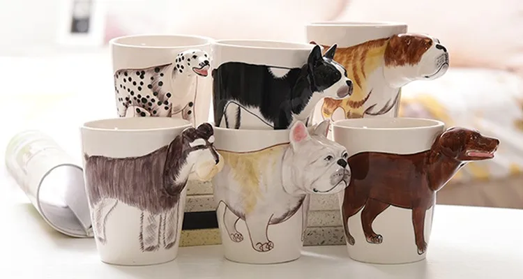 creative design 3d cartoon character ceramic mug coffee cup set