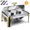 Catering buffet food shop 8L stainless steel cooking equipment buffet hot pot golden soup container warmer chafing dish for soup