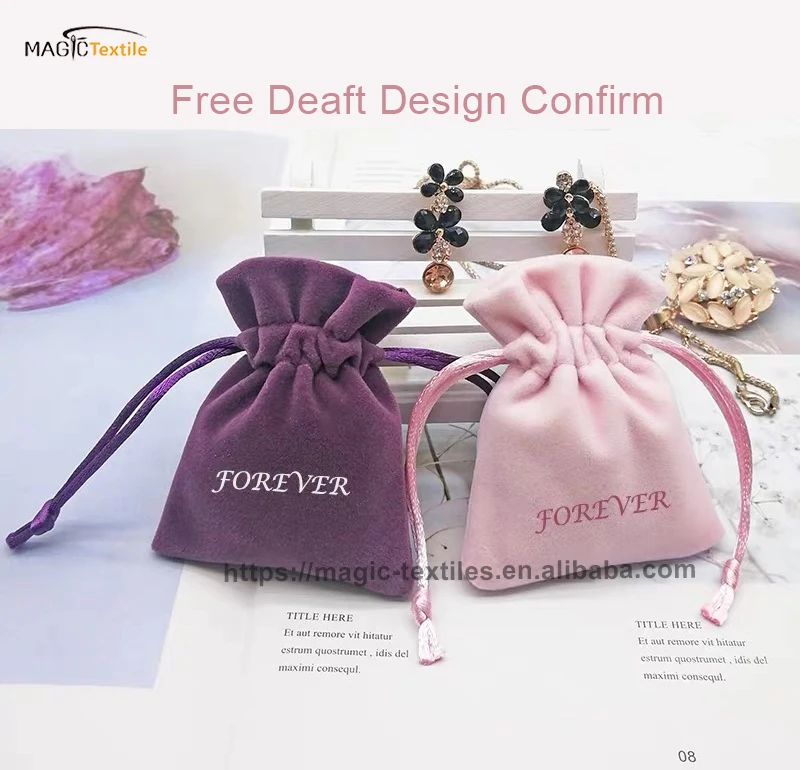 wholesale small pouch bag custom suede jewelry pouch with flap