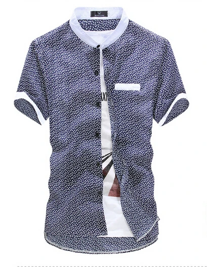 2015 New Arrival Floral Men Shirts Designer Brand Short Sleeve Cotton Fashion Slim Business Dress Casual Shirts Camisa Masculina