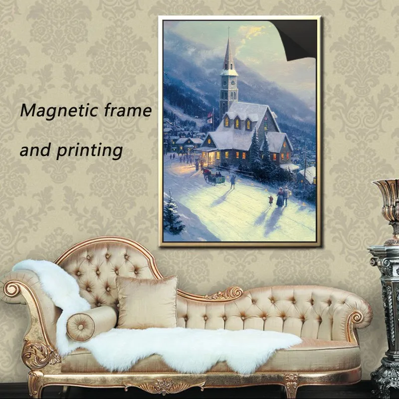 christmas picture magnetic frame &print canvas painting -Thomas kinkaides 1013-194