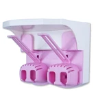 wall mounted plastic toothbrush holder bathroom set with 2pcs cups