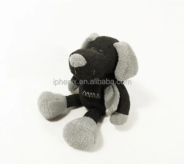 two colors dog plush black&beige dog toy with big ears