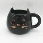 Modern animal White ceramic black rim coffee tea mugs & cups High capacity Customize logo DIY drink water cat mug cup