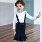 MS62793K girls suspender denim dresses 2016 kids' garment