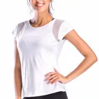 Lady White Round Neck Women Mesh Cotton Lycra Sportswear Fitness & Yoga Wear T Shirt
