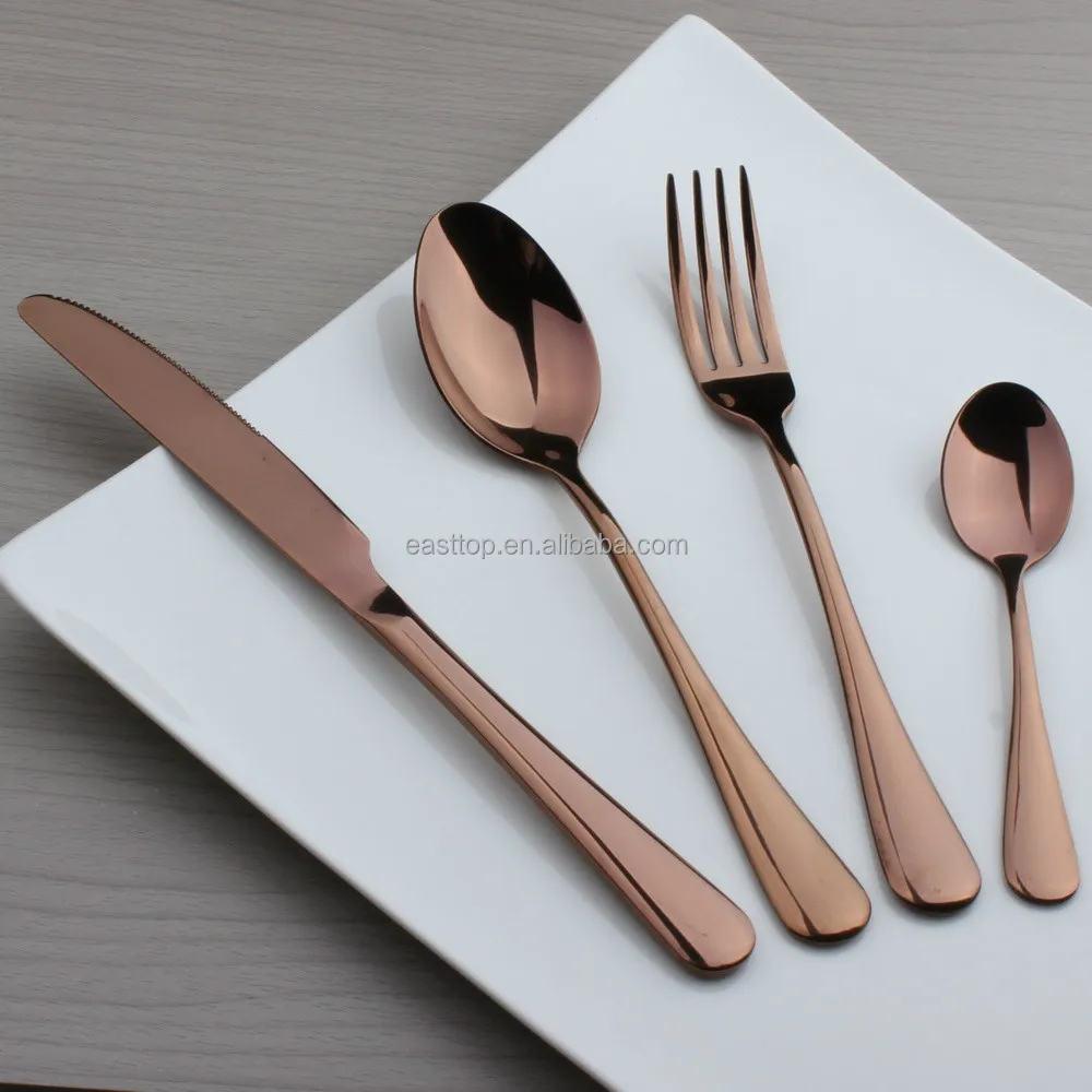 copper color stainless steel flatware set titanium copper color stainless steel flatware set titanium