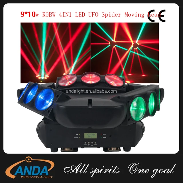 3-Year Warranty Pro Stage DMX512 9X10W RGBW 4IN1 QUAD LED Spider Moving Head Beam in Wholesale Price
