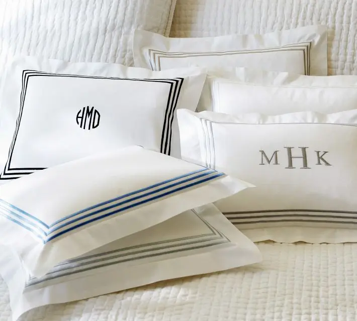 White Hotel Hospital Embroidery Brand Name Bed Sheet Pillow Case