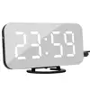 Digital Mirror LED Screen Alarm Clock with Dual USB Charging Port Brightness Sensor for Bedroom Kitchen Hotel Table Desk
