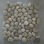 natural white pebble meshed tile white cobble stone