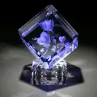 K9 Crystal Cube 3d Laser LED Cube with LED Base , Crystal Glass dice Cube