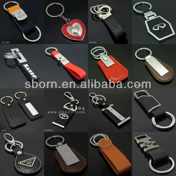 Fashionable metal leather keychain