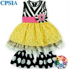 Kids Fashion Clothing Black White Chevron Top And Ruffle Pant Set Cheap Baby Clothes Set