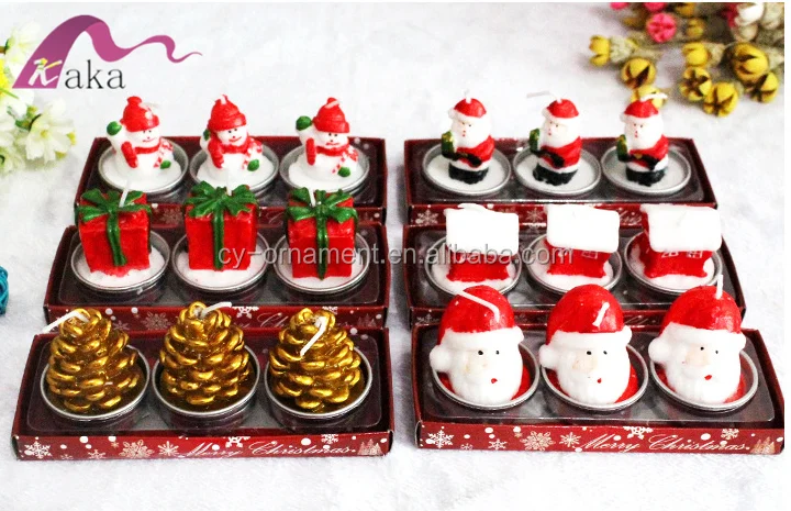 claus snowman pine cone shape small christmas decoration candles