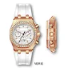 custom logo diamond bezel silicone rubber band luxury quartz wrist watch women