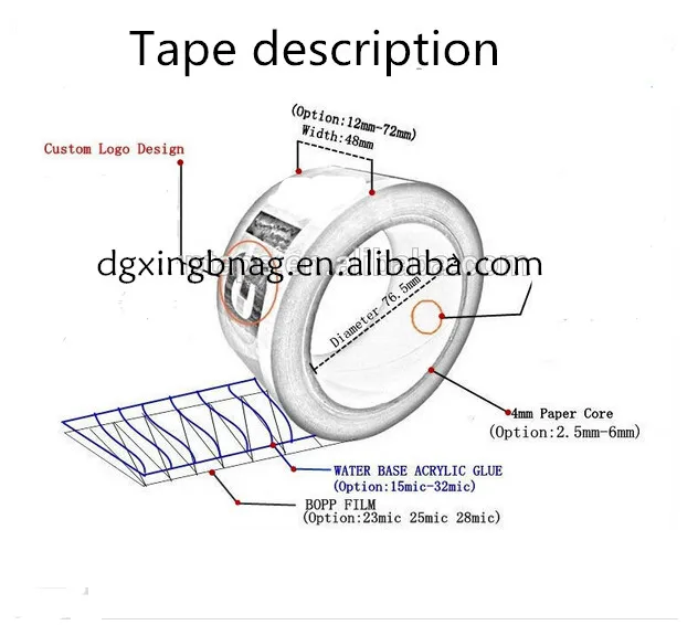 Super clear bopp 48mm*100m carton packing tape