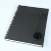 Black grid hardcover custom spiral school notebook with logo embossed