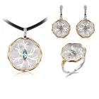 Dubai Custom Blue Topaz Stone 925 Sterling Silver Women Jewelry Set