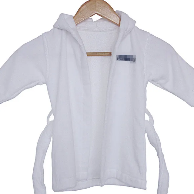 kids terry bathrobe white hooded wrap towel