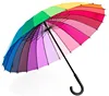 Market rainbow color 24ribs stick rain umbrella