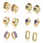 1113 xuping korean jewelry, 14k huggies hoop earring women gold earrings, rhinestone korean fashion earrings for women