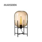 MARSDEN high quality iron base bedroom indoor grey glass table lamp