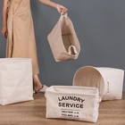 Home Laundry Bag Fabric Wholesale Storage Hamper Organizer Foldable Collapsible Cotton Cloth Liner Fabric Canvas Easter Laundry Basket Bag with Handles