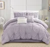 Floral Pinch Pleat Ruffled Designer Embellished Comforter Set
