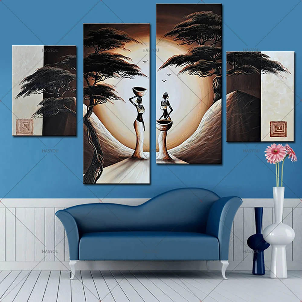 Abstract-Landscape-Oil-Painting-African-Women-Paintings-4-Panel-Canvas-Art-Hand-Painted-Modern-Canvas-Painting (6)