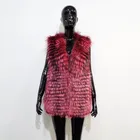 Fashion design dyed color Real knitted raccoon fur vest