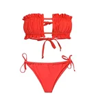 2019 Sexy Pink Swimwear Women Bathing Suit Bandeau Bikinis 2019 Mujer Micro Swimsuit