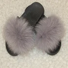 Real Fox Fur Slippers Women Fashion Sliders Spring Summer Autumn Slides Indoor Outdoor