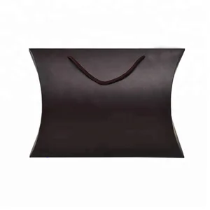 new design black gift packaging paper pillow box with handle