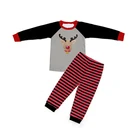 2018 New design strip print pants outfit Christmas deer baby clothing set long sleeve baby boy clothing set