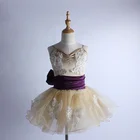 white lace dance wear gold tutu skirt black cherry waistband dance costume