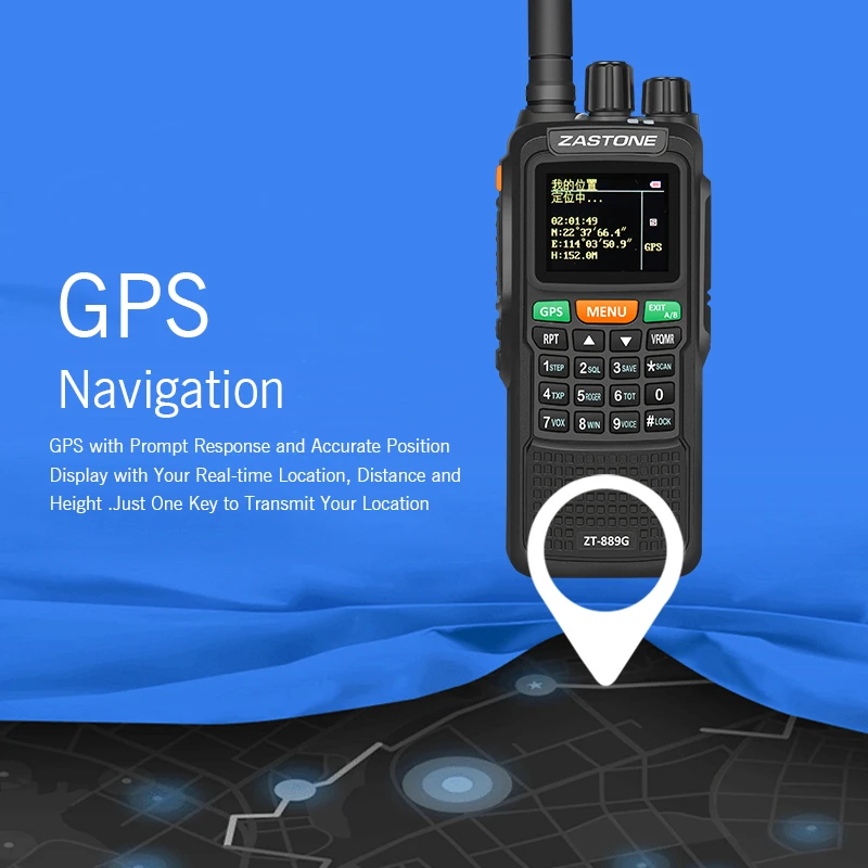 Zt889g Gps Walkie Talkie 10w 999ch 3000mah Uhf/vhf Two Way Radio Gps
