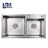 High quality utility handmade double bowl sink for kitchen cabinet