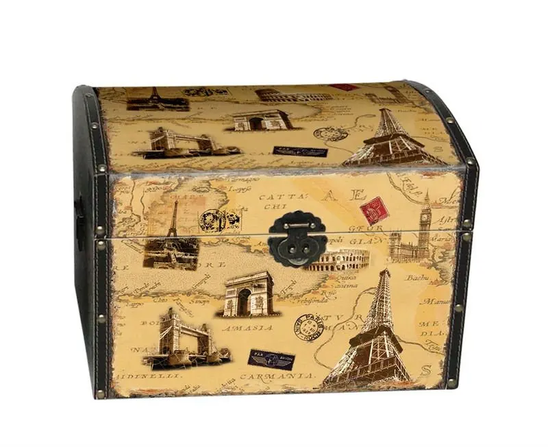 Caja De Almacenamiento De Madera Con Diseño De París - Buy Caja De