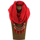 New Solid Color Cotton Pendant Scarf Acrylic Jewelry Necklace Scarf For Women