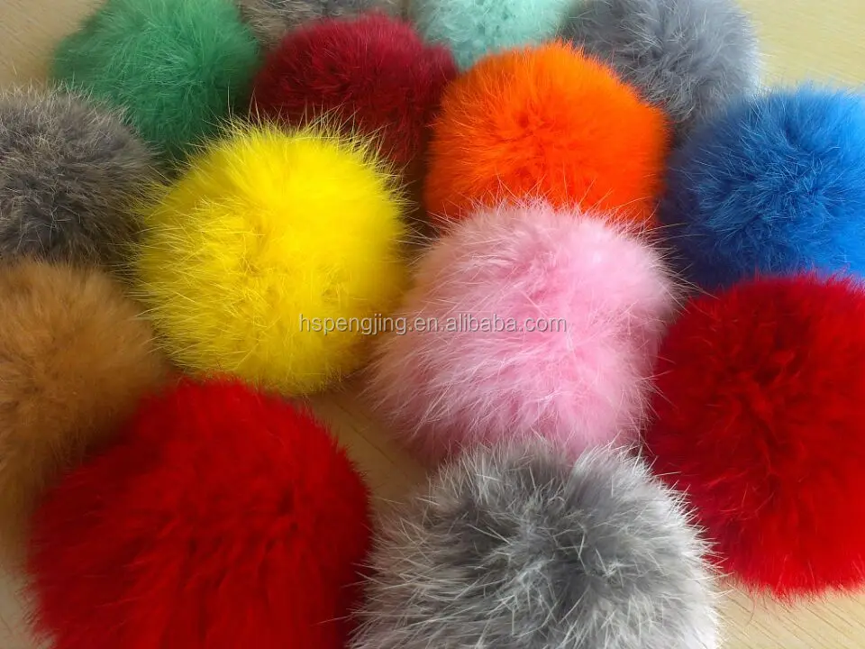 様々なサイズと色100％リアルウサギ毛皮のポンポン装飾のための仕入れ・メーカー・工場