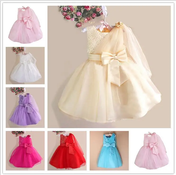 walson children clothes new model pink with blue children bridesmaid dress latest children