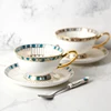 Europe style porcelain gold color coffee and tea cup sets with spoon for hotel