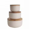 Wholesale Ceramic Airtight 3 pcs Fresh Seal Bowls Set with Lid Porcelain Food Serving Storage Bowl
