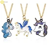 Japanese Style Binary Star Children jewelry Necklace Cartoon Horse Unicorn Charm Kid Necklaces